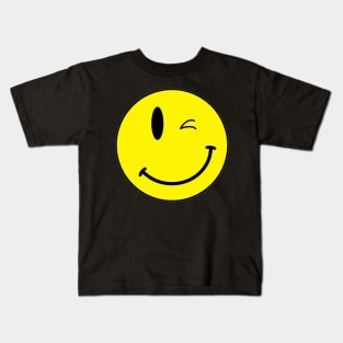 yellow happy face but winking Kids T-Shirt